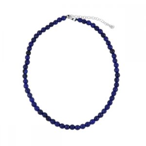 Collar plata piedra agata azul oscuro 6mm rodiada