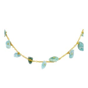 Collar plata piedra chip amazonita bañada oro Collar plata piedra chip amazonita bañada oro