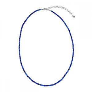 Collar plata piedra cuadrada lapislazuli 2.5mm rodiada