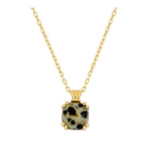 Collar plata piedra zebra 8mm bañada oro