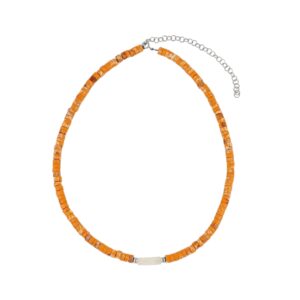 Collar plata rondel mineral naranja 4x2mm rodiada Collar plata rondel mineral naranja 4x2mm rodiada