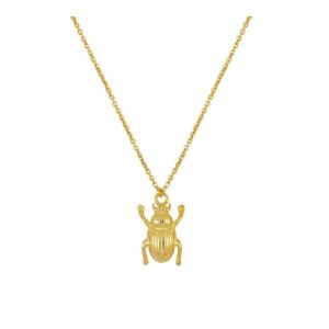 Gargantilla plata escarabajo de la suerte 17x11mm bañada oro