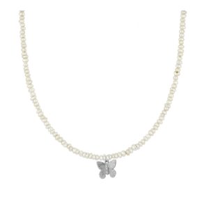 Gargantilla plata perlas rio charm mariposa rodiada Gargantilla plata perlas rio charm mariposa rodiada