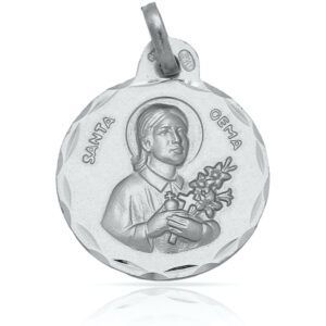 Medalla plata Santa Gemma tallada 19mm