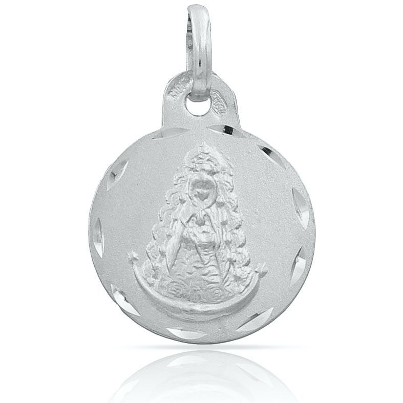 Medalla plata V.del Rocio 16mm borde tallados Medalla plata V.del Rocio 16mm borde tallados