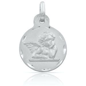 Medalla plata angel de la guarda 15mm