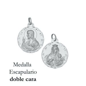 Medalla plata escapulario doble cara 13mm
