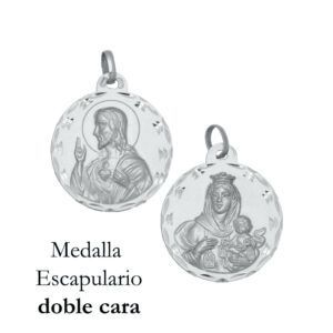 Medalla plata escapulario doble cara 14mm