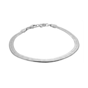 Pulsera plana plata 4mm - Zahara rodiada