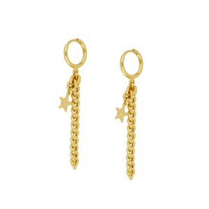 aros de plata cadena y estrella aries dorado aros de plata cadena y estrella aries dorado