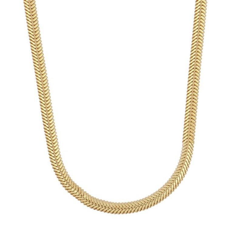Collar de plata simil piel serpiente - Chloe collar de plata cadena tipo serpiente dorado