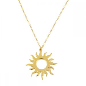 collar en plata de ley con motivo sol hueco dorado collar en plata de ley con motivo sol hueco dorado