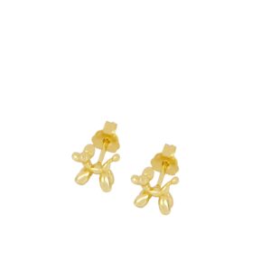 pendientes boton plata perrito dorados