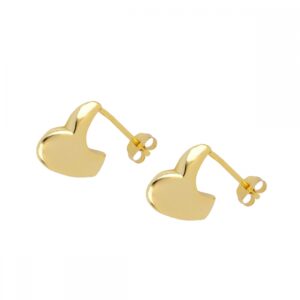 pendientes plata corazon 3d broken dorado