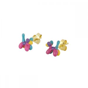 pendientes plata dorados perrito globos multicolor