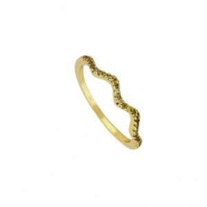 Anillo ondas plata 925 circonitas verde bañada oro
