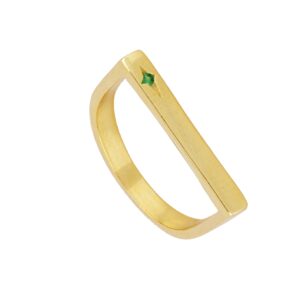 Anillo plano plata circonita verde - Mango bañada oro
