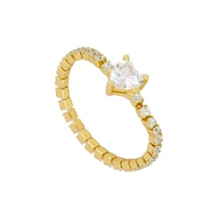 Anillo plata corazón con circonitas – Noxus bañada oro Anillo plata corazón con circonitas - Noxus bañada oro