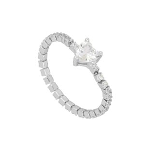 Anillo plata corazón con circonitas - Noxus rodiada