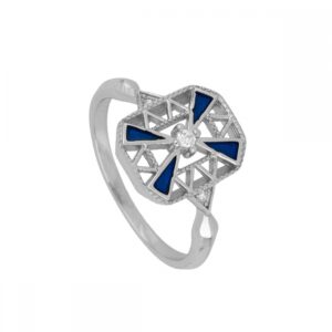 Anillo plata rectangulo circonitas azules – Rae rodiada Anillo plata rectangulo circonitas azules - Rae rodiada
