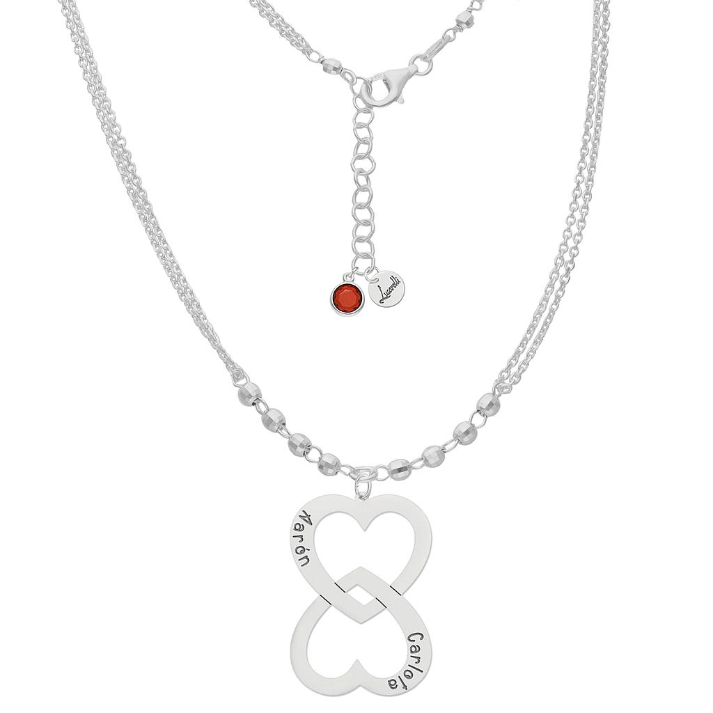 Collar de plata 2 con corazones entrelazados personalizables - Aine Collar plata 2 corazones entrelazados personalizable
