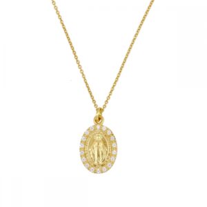 Collar plata colgante Virgen guadalupe 10x13mm bañada oro