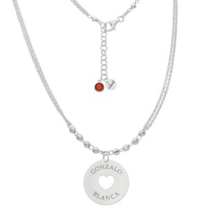 Collar plata corazón calado + 2 nombres