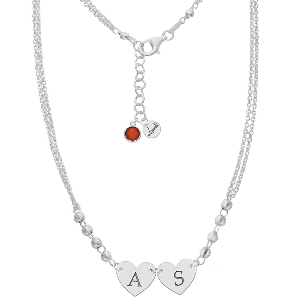 Gargantilla personalizable plata 2 corazones + 2 iniciales - Mariel Gargantilla personalizable plata 2 corazones + 2 iniciales