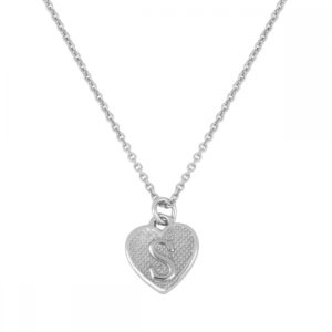 Gargantilla plata 925 corazón con incial rodiada s Gargantilla plata 925 corazón con incial rodiada s