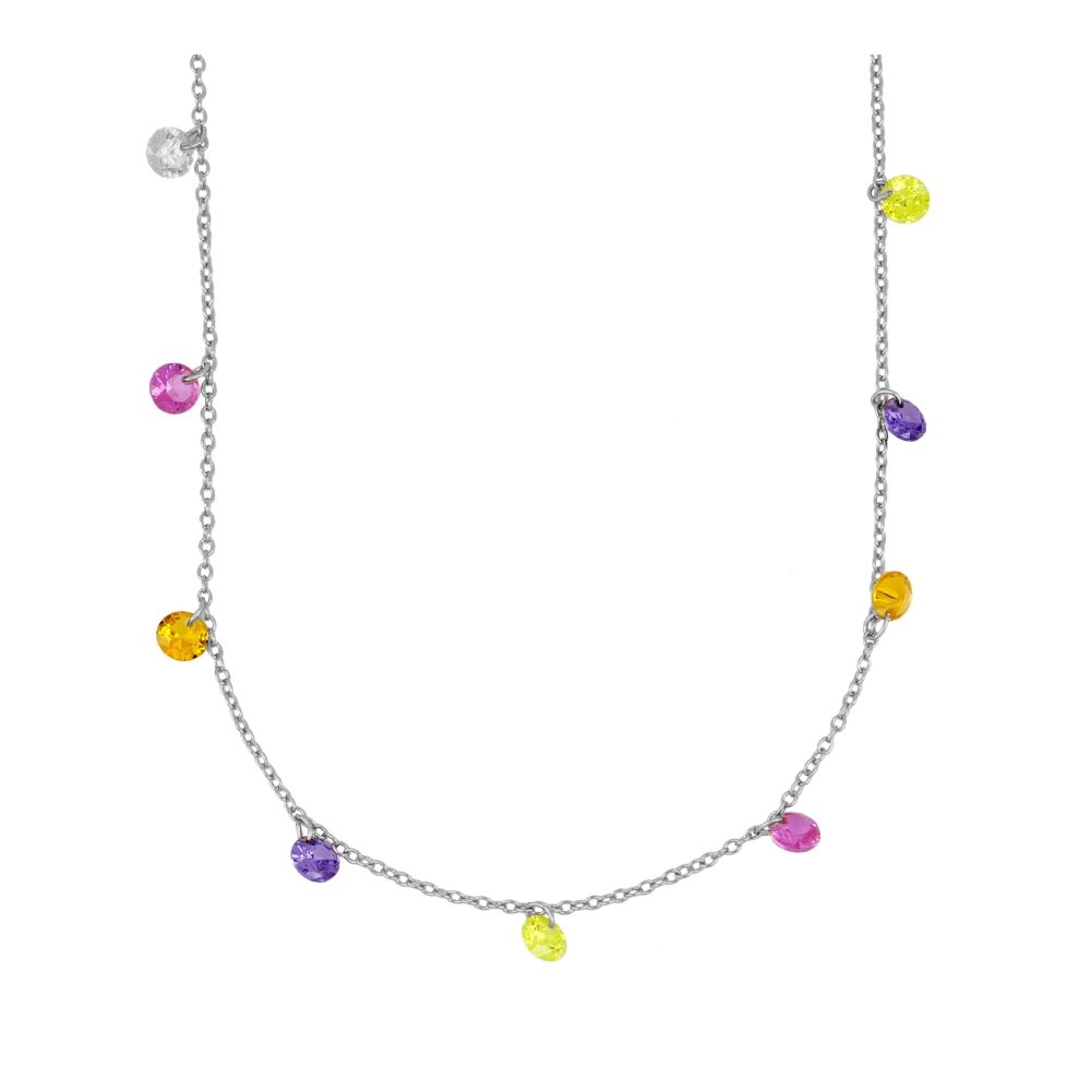 Gargantilla plata mini charms circonitas colores 4mm Gargantilla plata mini charms circonitas colores 4mm rodiada