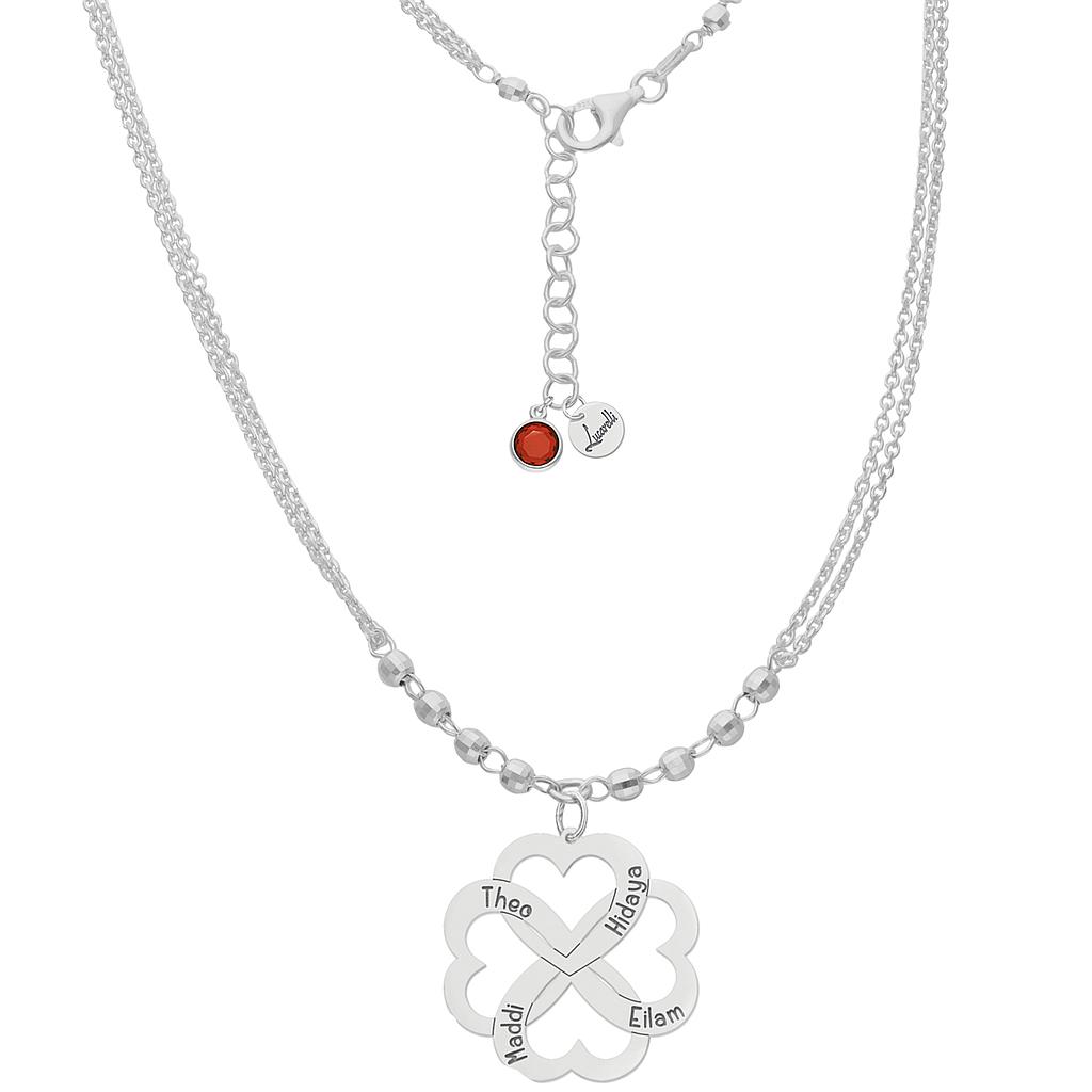 Gargantilla de plata con 4 corazones personalizables - Amata Gargantilla plata personalizable 4 corazones