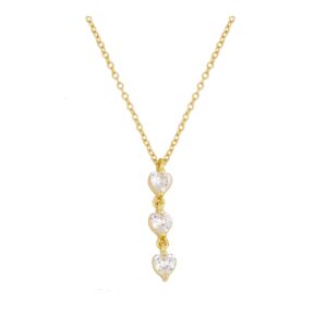 Gargantilla plata triple corazon colgante 20mm bañada oro