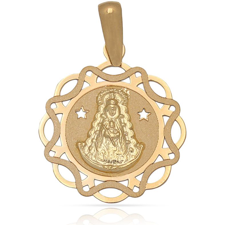 Medalla matizada oro 18kl Virgen Rocio 20x23mm Medalla matizada oro 18kl Virgen Rocio 20x23mm