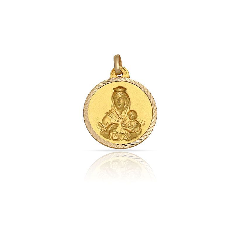 Medalla oro 18kl virgen Carmen borde tallado 14mm Medalla oro 18kl virgen Carmen borde tallado 14mm