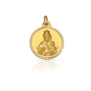 Medalla oro 18kl virgen Carmen borde tallado 16mm