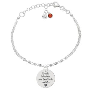 Pulsera personaliza plata bolas con frase