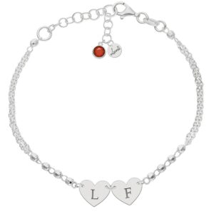 Pulsera personalizable plata 2 iniciales corazon
