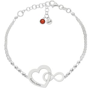 Pulsera personalizada plata infinito y corazón