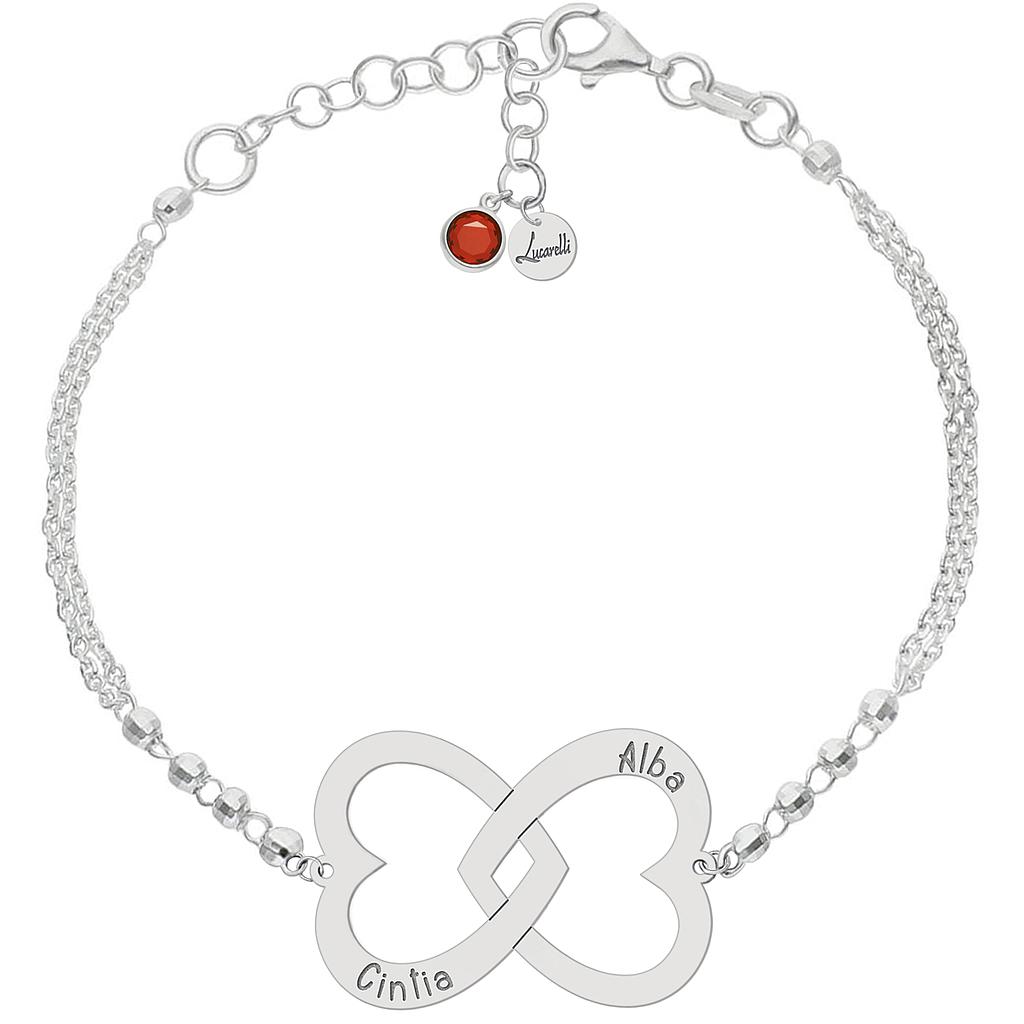 Pulsera plata 2 nombre y corazones entrelazados personlizada - Desiree Pulsera plata 2 nombre y corazones entrelazados