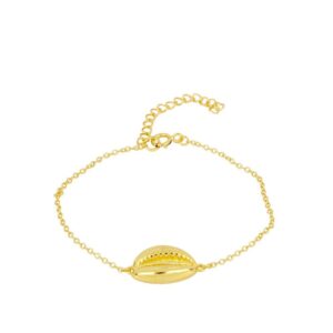 Pulsera plata abalorio de concha mar bañada oro