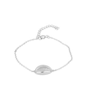 Pulsera plata abalorio de concha mar rodiada Pulsera plata abalorio de concha mar rodiada