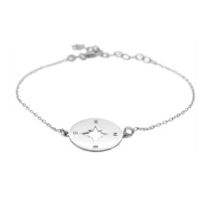 Pulsera plata brujula rosa vientos 14mm rodiada Pulsera plata brujula rosa vientos 14mm rodiada