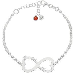 Pulsera plata infinito con nombres 14x30mm