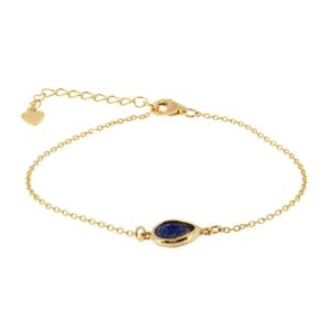 Pulsera plata lagrima piedra lapislazuli bañada oro