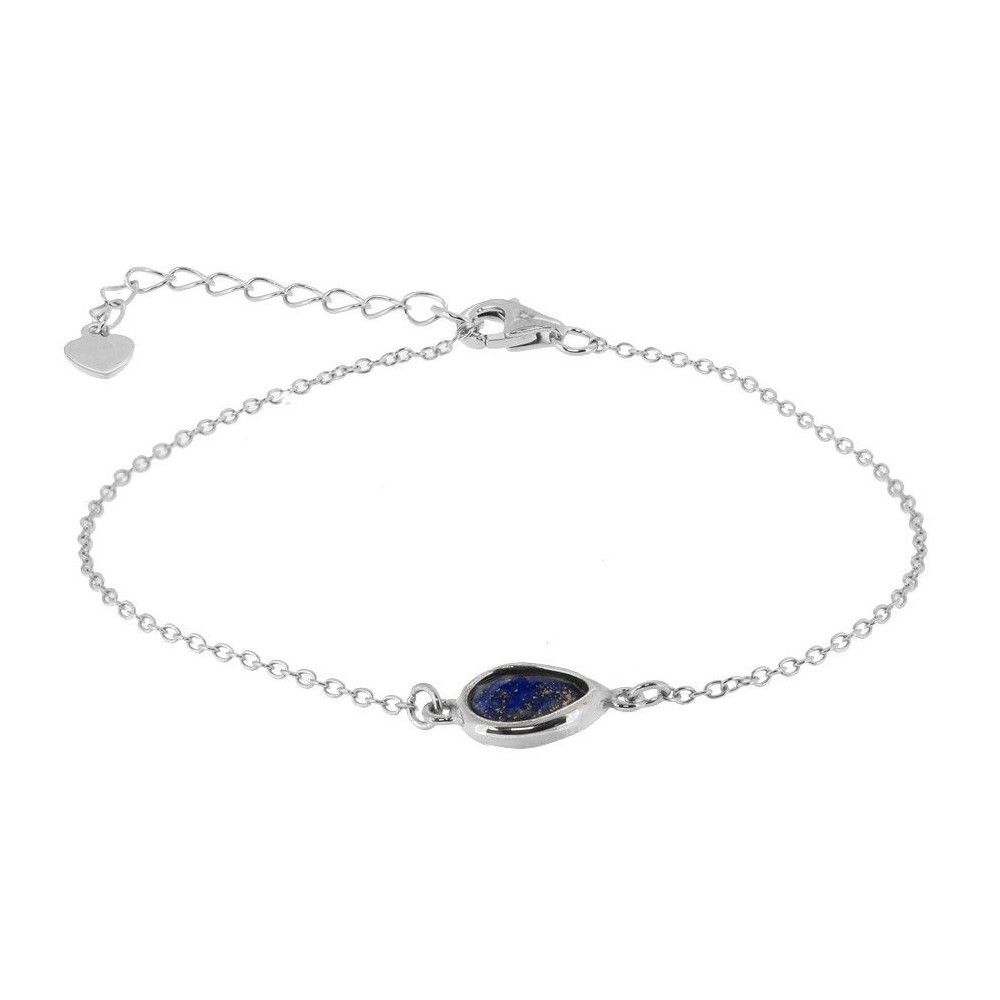 Pulsera plata lagrima piedra lapislazuli Pulsera plata lagrima piedra lapislazuli rodiada