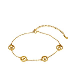 Tobillera plata 925 charms olas bañada oro