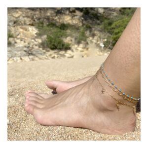 Tobillera plata mini charms estrellas de mar 7mm foto Tobillera plata mini charms estrellas de mar 7mm foto