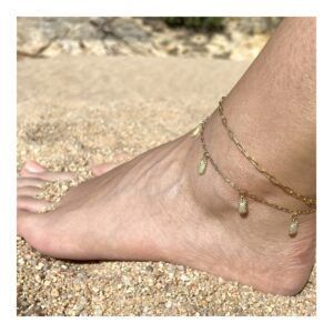 Tobillera plata mini charms piñas 8x5mm foot