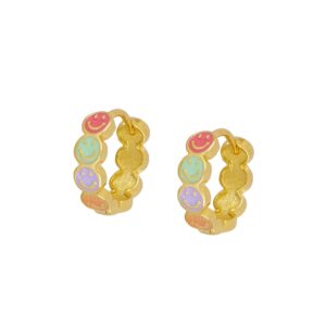 Aros plata smiles colores 13mm bañada oro