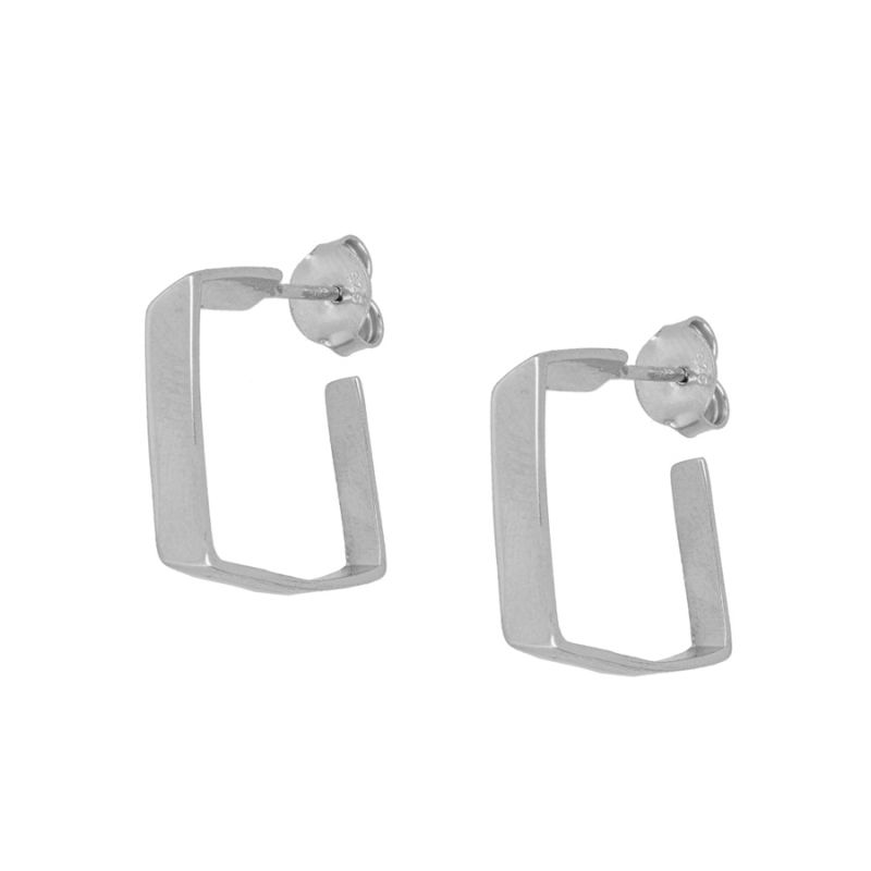 Aros rectangulares abiertos plata - Orion Aros rectangulares abiertos plata - Orion rodiada